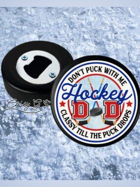 🏒NEW*Father's Day Gift for your HOCKEY DAD** REAL Puck Bottle Opener**